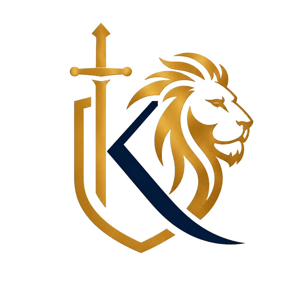 Kaydaris Consulting Group emblem — gold lion and sword shield